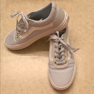 Baby blue with gold detail VANS ✨